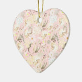 Girl Blush Pink Creme White Floral Keramik Ornament (Links)