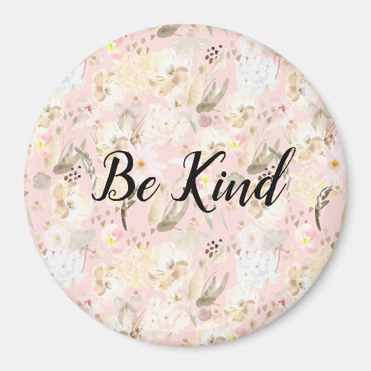 Girl Blush Pink Creme White Floral Magnet (Vorne)