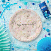 Girl Blush Pink Creme White Floral Pappteller (Party)