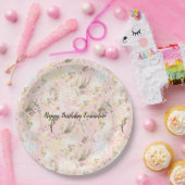 Girl Blush Pink Creme White Floral Pappteller (Party)