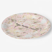 Girl Blush Pink Creme White Floral Pappteller (Schrägansicht)