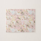 Girl Blush Pink Creme White Floral Puzzle (Horizontal)