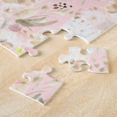 Girl Blush Pink Creme White Floral Puzzle (Seite)