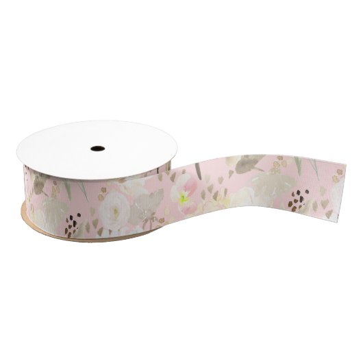 Girl Blush Pink Creme White Floral Ripsband (Spule)