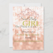 Girl Blush Pink Diamond Rose Gold Babydusche Einladung (Vorderseite)