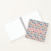Girl Blush Pink farbenfrohe Insektenmuster-Monogra Notizblock (Innenseite)