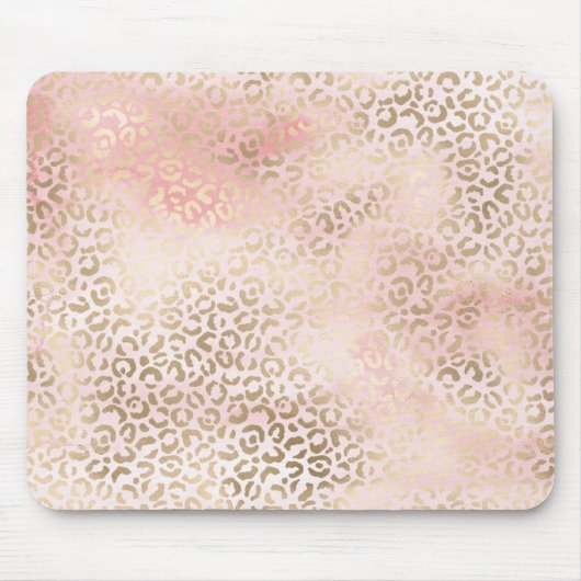 Girl Blush Pink Glam Gold Leopard Print Mousepad (Vorne)