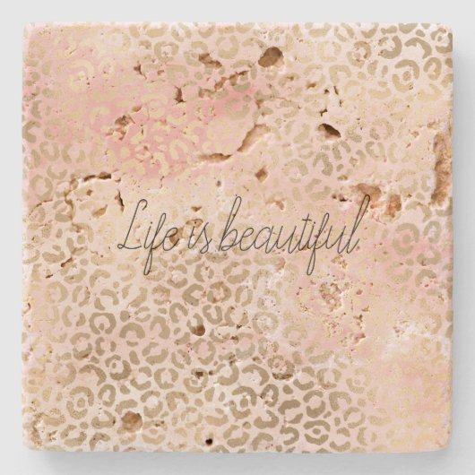 Girl Blush Pink Glam Gold Leopard Print Steinuntersetzer (Vorderseite)