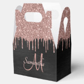 Girl Blush Pink Glitzer Black Monogram Name Fevor Geschenkschachtel (Geöffnet)