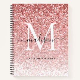 Girl Blush Pink Glitzer Sparkle Chic Monogram Notizblock
