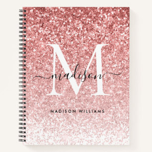 Girl Blush Pink Glitzer Sparkle Chic Monogram Notizblock