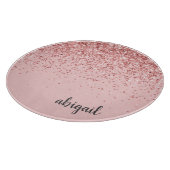 Girl Blush Pink Glitzer Sparkle Modernes Monogramm Schneidebrett (Ecke)