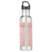 Girl Blush Pink Glitzer Tropfen Monogram Edelstahlflasche (Rückseite)