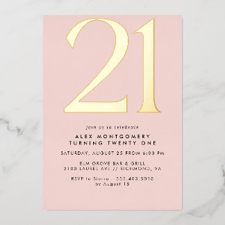 Girl Blush Pink & Gold | 21. Geburtstag von Frauen Folieneinladung