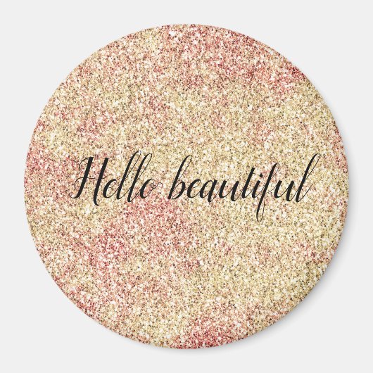 Girl Blush Pink Gold Glitzer Print Magnet (Vorne)