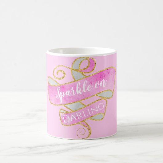Girl Blush Pink Gold Glitzer Sparkle On, Darling Kaffeetasse (Mittel)