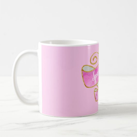 Girl Blush Pink Gold Glitzer Sparkle On, Darling Kaffeetasse (Links)