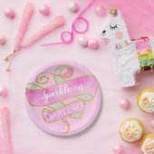 Girl Blush Pink Gold Glitzer Sparkle On, Darling Pappteller (Party)