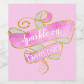 Girl Blush Pink Gold Glitzer Sparkle On, Darling Weinetikett (Einzelnes Label)