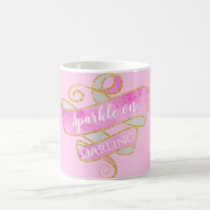 Girl Blush Pink Gold Glitzer Sparkone Kaffeetasse