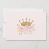 Girl Blush Pink Gold Prinzessin Crown Geburtstag Dankeskarte (Rückseite)