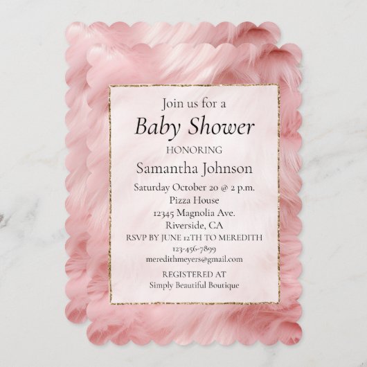 Girl Blush Pink Imitats Kinderdusche Einladung (Vorne/Hinten)