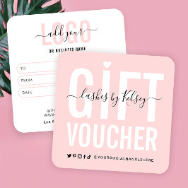 Girl Blush Pink Lash Salon Logo Geschenkgutschein Quadratische Visitenkarte