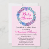 Girl Blush Pink Lila Blumengarnitur Kinderdusche Einladung (Vorderseite)