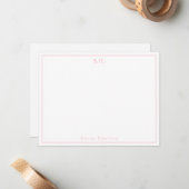 Girl Blush Pink Magenta Monogram Name Minimalistis Mitteilungskarte (Vorderseite/Rückseite Beispiel)
