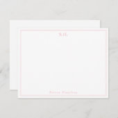 Girl Blush Pink Magenta Monogram Name Minimalistis Mitteilungskarte (Vorne/Hinten)