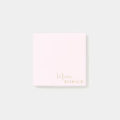 Girl Blush Pink Minimalistisches Monogramm Post-it Klebezettel (Vorderseite)