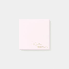 Girl Blush Pink Minimalistisches Monogramm Post-it Klebezettel
