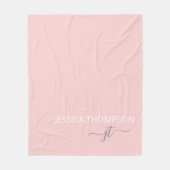 Girl Blush Pink Modern Chic Monogram Name  Fleecedecke (Vorderseite)