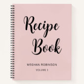 Girl Blush Pink Monogram Cookbook Rezept Notebook Notizblock (Vorderseite)