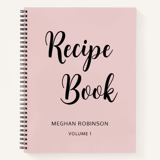 Girl Blush Pink Monogram Cookbook Rezept Notebook Notizblock (Vorderseite)