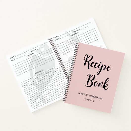 Girl Blush Pink Monogram Cookbook Rezept Notebook Notizblock (Innenseite)