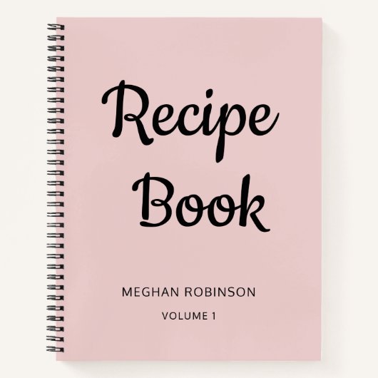 Girl Blush Pink Monogram Cookbook Rezept Notebook Notizblock (Vorderseite)
