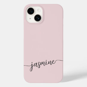 Girl Blush Pink Monogram Name Signature Script C Case-Mate iPhone 14 Hülle