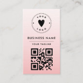 Girl Blush Pink Ombre Logo & QR Code Feminine Visitenkarte (Vorderseite)