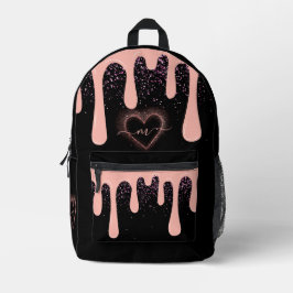 Girl Blush Pink Paint Tropfen Glitzer Mit Monogram Bedruckter Rucksack