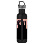 Girl Blush Pink Paint Tropfen Glitzer Mit Monogram Edelstahlflasche (Rückseite)
