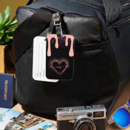 Girl Blush Pink Paint Tropfen Glitzer Mit Monogram Gepäckanhänger