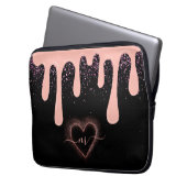 Girl Blush Pink Paint Tropfen Glitzer Mit Monogram Laptopschutzhülle (Vorderseite Links)