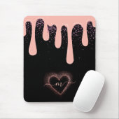 Girl Blush Pink Paint Tropfen Glitzer Mit Monogram Mousepad (Mit Mouse)