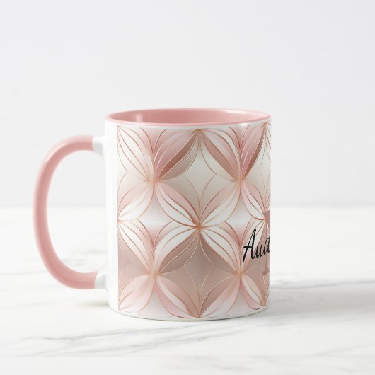 Girl Blush Pink Rose Abstraktes Monogramm Tasse (Links)