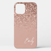 Girl Blush Pink Rose Gold Glitzer Monogram Case M (Rückseite)
