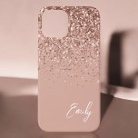 Girl Blush Pink Rose Gold Glitzer Monogram Case M<br><div class="desc">Girly Rose Gold - Blush Pink Imitate Sparkle und Dripping Glitzer gebürstete Metal Monogram Name and Initial Phone. Das macht den perfekten 16 Geburtstag,  Hochzeit,  Brautparty,  Jubiläum,  Babydusche oder Junggeselinnen-Abschied Geschenk für jemanden,  der Lieben glamourösen Luxus und schicke Stile.</div>