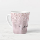 Girl Blush Pink Rose Gold Glitzer Monogram Milchtasse (Linke Ecke)