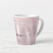 Girl Blush Pink Rose Gold Glitzer Monogram Milchtasse (Rechte Ecke)