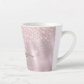 Girl Blush Pink Rose Gold Glitzer Monogram Milchtasse (Rechts)